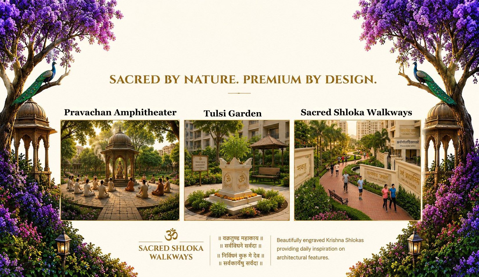 Sacred gardens and shloka walkways